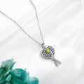 wholesale 925 Sterling Silver Tennis Racket and Ball Pendant Necklace for Women Sport Jewelry-0-2