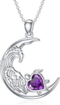 wholesale  Silver Turquoise Ocean Turtle Pendant Necklace Jewelry Gift for Women -February