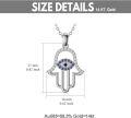 wholesale 14K Rose Gold  Blue Sapphire Evil Eye Hand of Fatima Pendant Necklace for Women-0-9