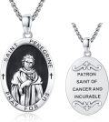 wholesale 925 Sterling Silver Saint Peregrine Patron of Cancer and Incurable Pendant Necklace for Men & Women-0-0