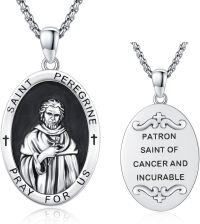 wholesale 925 Sterling Silver Saint Peregrine Patron of Cancer and Incurable Pendant Necklace for Men & Women-K01-Saint Peregrine-K01-Saint Peregrine