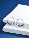 wholesale 925 Sterling Silver Blue Wave Design Hoop Earrings for Women-0-4