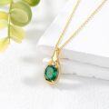 wholesale Gold-Plated 925 Sterling Silver Teardrop Green Crystal Pendant Necklace-0-3