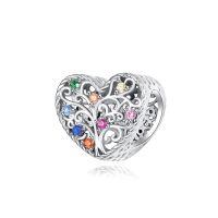 wholesale 925 Sterling Silver Heart-Shaped Multi-Colored Gemstone Charm Beads for Women DIY Jewelry Making Gift Ideas-12-tree of life charm