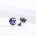 wholesale 925 Sterling Silver Blue Butterfly & Crescent Moon Stud Earrings - Celtic Irish  for Her-0-1