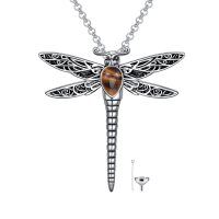 wholesale 925 Sterling Silver Dragonfly Pendant Necklace Wholesale With Crystal-Stone-Tiger Eye