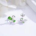 wholesale 925 Sterling Silver Green Crystal Butterfly Stud Earrings for Women Girls  4PCs Set-0-2