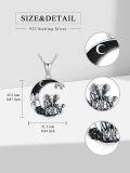 wholesale 925 Sterling Silver Elephant Family Crescent Moon Necklace with Black Crystal and Leaf Charm Pendant for Women Girls Gifts 43mm x 78mm-0-1