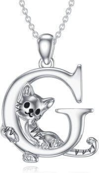 wholesale Silver A Z Alphabet Pendant Necklace Cat Initial Gift for Women-G