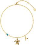 wholesale 14K Gold Turquoise Sea Turtle Charm Ankle Anklet for Women - 9 Inches-0-0