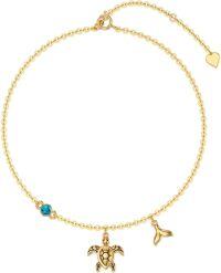 wholesale 14K Gold Turquoise Sea Turtle Charm Ankle Anklet for Women - 9 Inches-Turtle Anklet