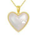 TOUPOP 14K Gold Paw Print & Heart Pendant Necklace, 18"-0-0