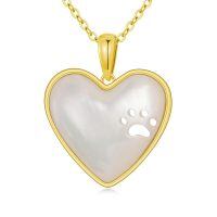 TOUPOP 14K Gold Paw Print & Heart Pendant Necklace, 18"-undefined