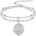 wholesale 925 Sterling Silver & Opal Initial Bracelet - Personalized Elegant Dainty Jewelry Gift for Women-0-0