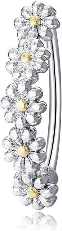 wholesale 925 Sterling Silver Dangle Clicker Belly Button Ring for Women Simple Reverse Navel Rings Body Jewelry-Daisy Flower Clicker