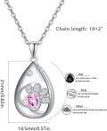 wholesale 925 Sterling Silver Tear Drop Paw Print Pink Crystal Pet Cremation Jewelry Pendant Necklace with Funnel Kit-0-5