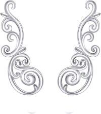 wholesale 925 Sterling Silver Vintage Scrollwork Ear Climber Studs for Women-Filigree