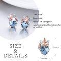wholesale 925 Sterling Silver Heart-Shaped Blue Crystal Unicorn Stud Earrings for Kids Adults-0-1