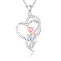 wholesale 925 Sterling Silver Tulip Heart Pendant Necklace for Women Mother Flower Lover Gifts-0-0