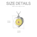 TOUPOP Sterling Silver Sunflower Heart Cremation Locket Necklace-0-2