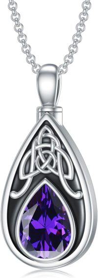 wholesale 925 Sterling Silver Birthstone Celtic Knot Teardrop Urn Necklace for Ashes-09-September