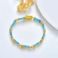 TOUPOP 18K Gold Plated Sterling Silver Jade Bangle Bracelet-0-5