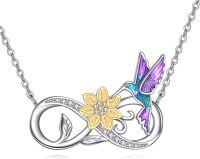 wholesale  Sterling Silver Flower Necklace Turtle Ladybug Bee Pendant for Women -Hummingbird