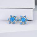 wholesale 925 Sterling Silver Blue Fire Opal & Cubic Zirconia Stud Earrings D VVS-0-1