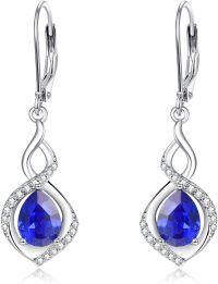 wholesale 925 Sterling Silver Infinity Birthstone Dangle Earrings for Women-09 Sep