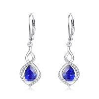 wholesale 925 Sterling Silver Infinity Birthstone Dangle Earrings for Women-09 Sep