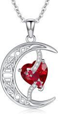 wholesale TOUPOP Garnet January Birthstone Necklace 925 Sterling Silver Moon And Star Pendant Necklace Celtic Moon Garnet Jewelry Anniversary Birthday Christmas Gifts For Women Wife Mom Her -0-0