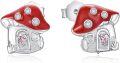 wholesale 925 Sterling Silver Red Enamel Crystal Fairy House Stud Earrings for Women-0-0
