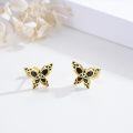 wholesale Gold 925 Sterling Silver Celtic Knot Butterfly Stud Earrings with Black Onyx Inlay for Women-0-3