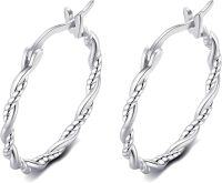 wholesale 925 Sterling Silver Twisted Hoop Earrings - 3 Colors Available-Twisted Hoop