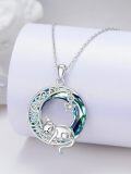 wholesale 925 Sterling Silver Celtic Moon Cat Pendant with Star Charm Necklace s for Women Mom Wife Girlfriend-0-4