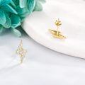 wholesale 14K Gold Lightning Bolt CZ Stud Earrings for Women Girls-0-3