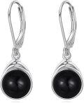 wholesale 925 Sterling Silver Onyx Leverback Drop Earrings 48mm Long-0-0