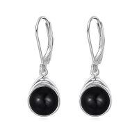wholesale 925 Sterling Silver Dangle Earrings Wholesale With Black Onyx Stones Elegant Design-Black Agate