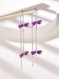 wholesale 925 Sterling Silver Dragonfly Drop Earrings Purple Crystal  for Her-0-1