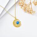 wholesale 925 Sterling Silver Gold Plated Natural Turquoise Moon Sun Necklace for Women-0-1