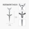 wholesale 925 Sterling Silver Winged Sword Cross Pendant Necklace  for Men Women  47cm Chain Length-0-3