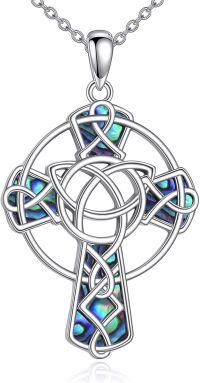 wholesale 925 Sterling Silver Celtic Knot Abalone Shell Inlay Cross Pendant Necklace-Celtic Cross Necklace