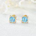 wholesale 14K Gold Round Blue Topaz & Cubic Zirconia Stud Earrings for Women - Elegant Set-0-4