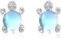 wholesale 925 Sterling Silver Opalite Sea Turtle Stud Earrings - Hypoallergenic Ocean Jewelry-0-0