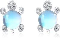 wholesale 925 Sterling Silver Opalite Sea Turtle Stud Earrings - Hypoallergenic Ocean Jewelry-B-Turtle Earrings-6mm