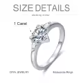 TOUPOP Sterling Silver D Color Vvs1 Heart Moissanite 3 Stone Engagement Ring-0-3