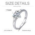 TOUPOP Sterling Silver D Color Vvs1 Heart Moissanite 3 Stone Engagement Ring-0-3