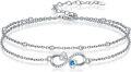 wholesale 925 Sterling Silver Infinity Blue Crystal Double-Strand Ankle Anklet for Women Gifts-0-0