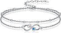 wholesale 925 Sterling Silver Infinity Blue Crystal Double-Strand Ankle Anklet for Women Gifts-Infinity