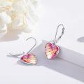 wholesale 925 Sterling Silver Multicolor Shell Mermaid Heart Leverback Hoop Earrings-0-4